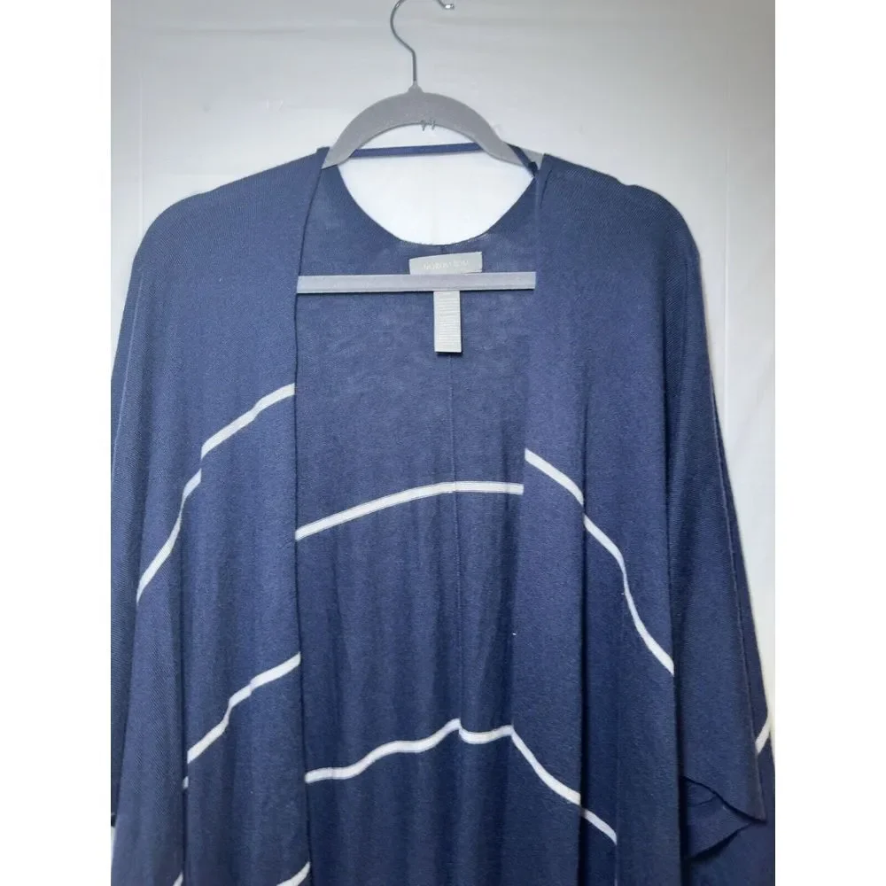 Nordstrom Blue/Ivory‎ Striped Poncho Open Cardigan